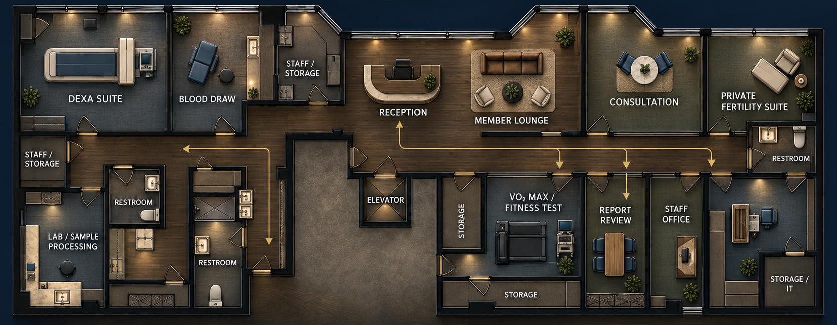 Concept plan of the Brummell Labs Chicago flagship